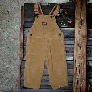 OshKosh B'Gosh Tan Soft Cotton Corduroy Snap Bottom Overalls 18M